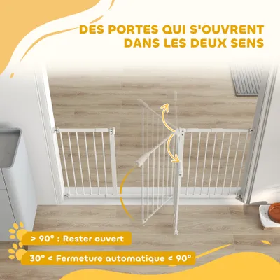PawHut - Barrière sécurité porte réglable double verrou sans perçage