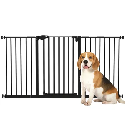 PawHut - Barrière sécurité porte réglable double verrou sans perçage