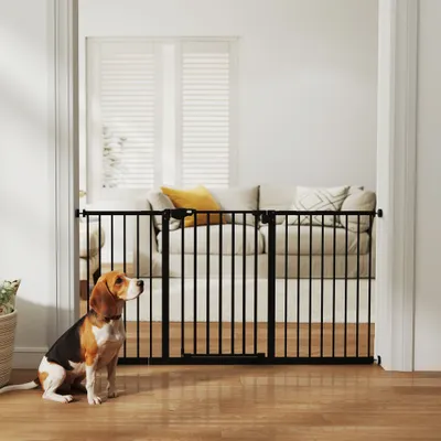 PawHut - Barrière sécurité porte réglable double verrou sans perçage