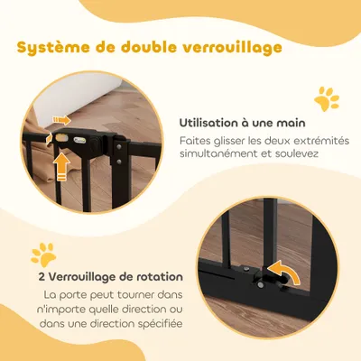 PawHut - Barrière sécurité porte réglable double verrou sans perçage