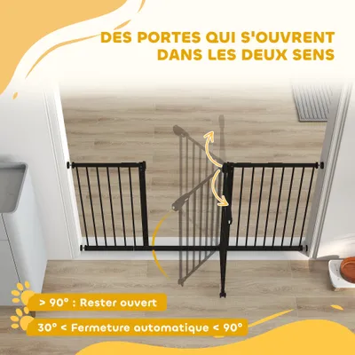PawHut - Barrière sécurité porte réglable double verrou sans perçage