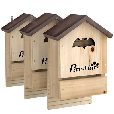 PawHut - Nichoir à chauves-souris-lot de 3-H.34cm - brun