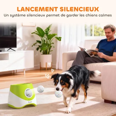 PawHut - Lanceur de balles automatique pour chien 5 balles - vert