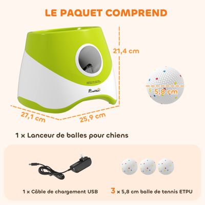 PawHut - Lanceur de balles automatique pour chien 5 balles - vert