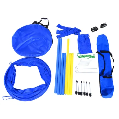 PawHut - Agility pour Chiens Équipement Complet + 2 sacs - bleu jaune