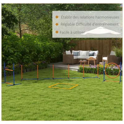 PawHut - Kit agilité chien slalom, anneau, haies et accessoires - orange