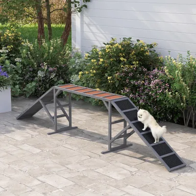 PawHut - Rampe Agilité Chien Barres Sécurité Surf. Antidér. Max 40Kg-gris