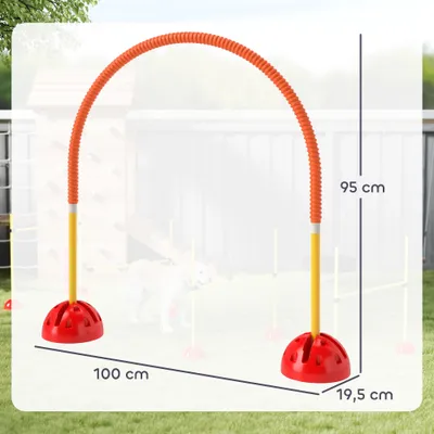 PawHut - Kit d'agilité chien 4 arcs, sac transport - orange jaune rouge