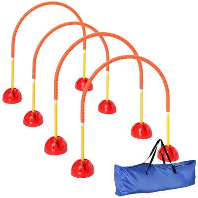 PawHut - Kit d'agilité chien 4 arcs, sac transport - orange jaune rouge