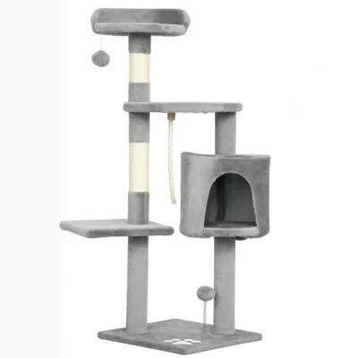 PawHut - Arbre à chat multi-équipement H.114 cm - gris PawHut - Arbre à chat multi-équipement H.114 cm - gris