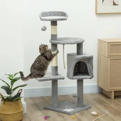 PawHut - Arbre à chat multi-équipement H.114 cm - gris PawHut - Arbre à chat multi-équipement H.114 cm - gris