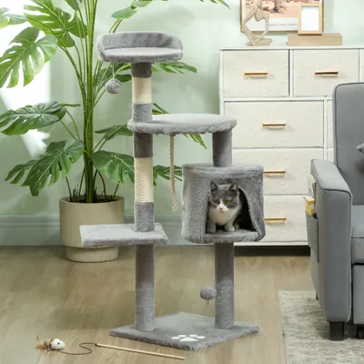 PawHut - Arbre à chat multi-équipement H.114 cm - gris PawHut - Arbre à chat multi-équipement H.114 cm - gris