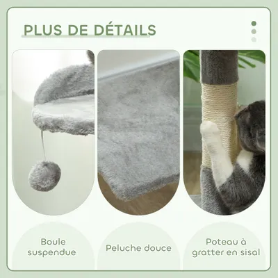 PawHut - Arbre à chat multi-équipement H.114 cm - gris PawHut - Arbre à chat multi-équipement H.114 cm - gris