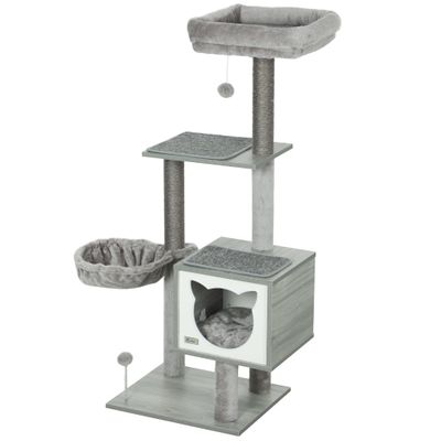 PawHut - arbre à chat multi-équipement H.126 cm - Gris