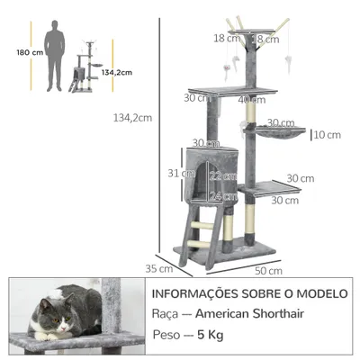 PawHut - Arbre à chat Multi-équipement - Gris