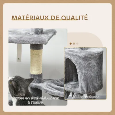 PawHut - Arbre à chat Multi-équipement - Gris