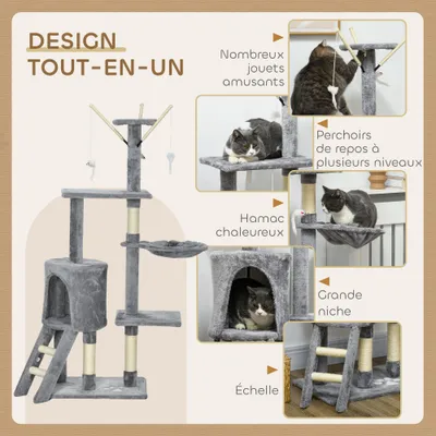 PawHut - Arbre à chat Multi-équipement - Gris