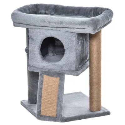PawHut - Arbre à Chat avec Griffoir, Niche, Perchoir et Jouet - gris