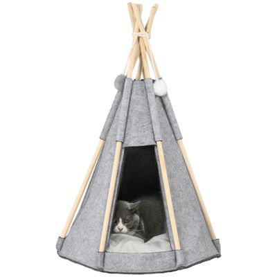 PawHut - Tente Tipi Animaux Coussin Épais Grand Confort Inclus - gris