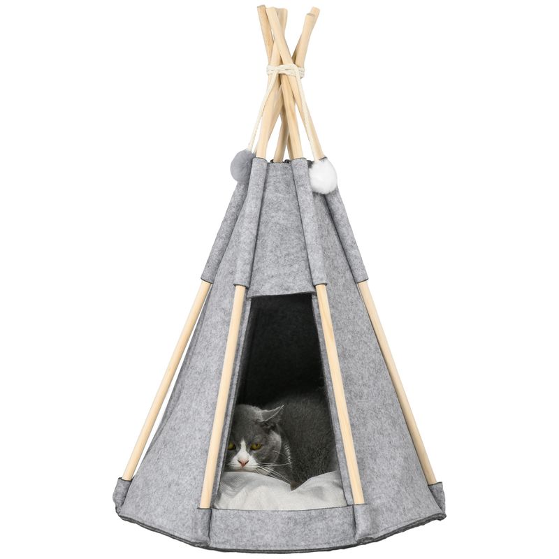 PawHut - Tente Tipi Animaux Coussin Épais Grand Confort Inclus - gris