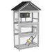 PawHut - Volière Bois - 3P, T Dble Pte, Éch, Perch, Nich, Plat - Gris