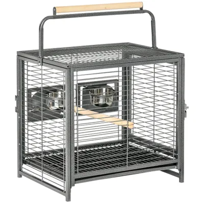 PawHut - Cage de Transport porte-acier gris moucheté