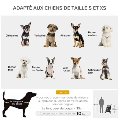 PawHut - Poussette pliable pour animaux, guidon réglable- acier gris