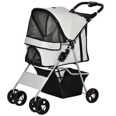 PawHut - Poussette chien pliable 4 roues H.94cm - noir