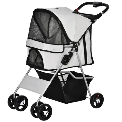 PawHut - Poussette chien pliable 4 roues H.94cm - gris PawHut - Poussette chien pliable 4 roues H.94cm - gris