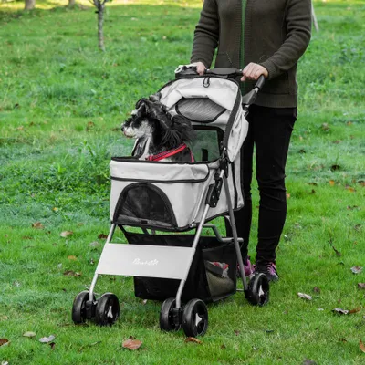 PawHut - Poussette chien pliable 4 roues H.94cm - gris PawHut - Poussette chien pliable 4 roues H.94cm - gris