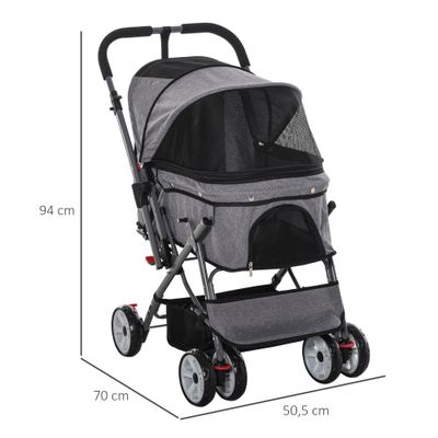 PawHut - Poussette buggy pliable chien chat panier sac