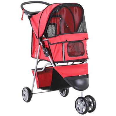 PawHut - Poussette pour Animaux Roue Avant Pivotante 360° - Rouge