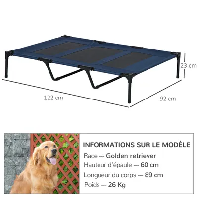 PawHut - Lit sur pieds XXL surélevé textilène micro-perforé