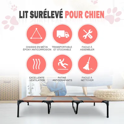 PawHut - Lit sur pieds XXL surélevé textilène micro-perforé PawHut - Lit sur pieds XXL surélevé textilène micro-perforé