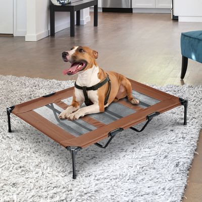 PawHut - Lit sur pieds XXL surélevé textilène micro-perforé