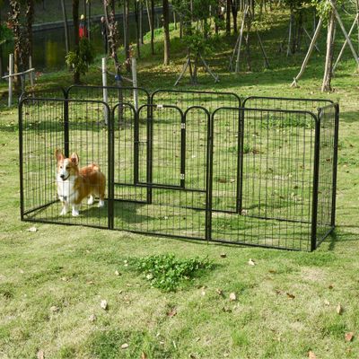 PawHut - Parc chien modulable 8 panneaux acier noir - H.100 cm