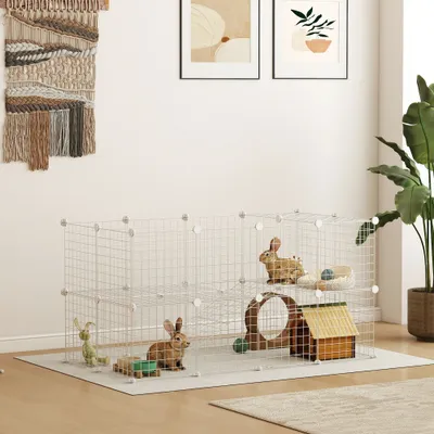 PawHut - parc enclos modulable 2 niveaux