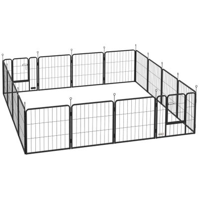 PawHut -  Enclos 16 panneaux modulables pliables porte verrouillable -noir
