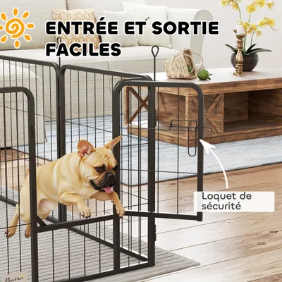 PawHut - Parc enclos chien pliable modulable 12 panneaux verrouillable-Noir PawHut - Parc enclos chien pliable modulable 12 panneaux verrouillable-Noir