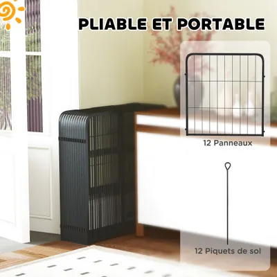 PawHut - Parc enclos chien pliable modulable 12 panneaux verrouillable-Noir PawHut - Parc enclos chien pliable modulable 12 panneaux verrouillable-Noir