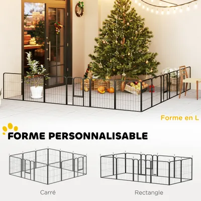 PawHut - Parc enclos chien pliable modulable 12 panneaux verrouillable-Noir PawHut - Parc enclos chien pliable modulable 12 panneaux verrouillable-Noir