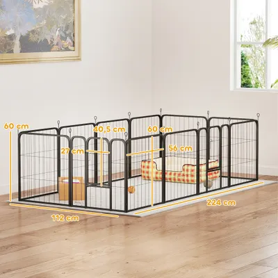 PawHut - Parc enclos chien pliable modulable 12 panneaux verrouillable-Noir