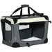 PawHut - Sac transport pliable, poignée, zips, coussin amovible - gris noir