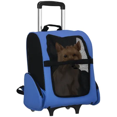 PawHut - 2 en 1 chariot sac à dos transport chien chat
