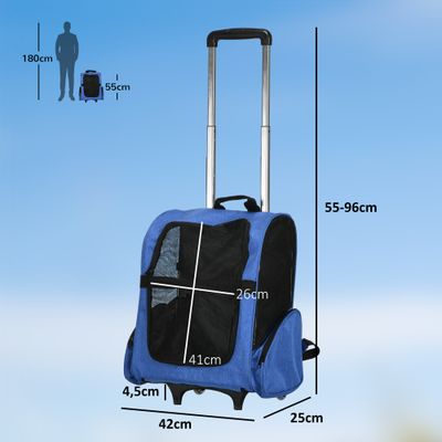 PawHut - 2 en 1 chariot sac à dos transport chien chat