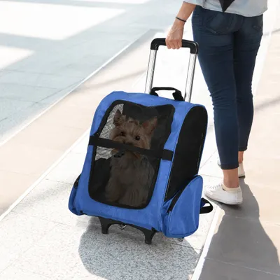 PawHut - 2 en 1 chariot sac à dos transport chien chat
