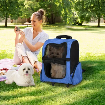 PawHut - 2 en 1 chariot sac à dos transport chien chat