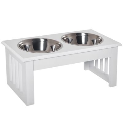 PawHut - Porte-gamelles surélevé 2 gamelles acier inox.