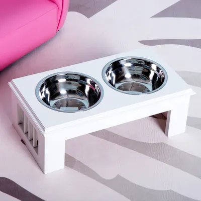 PawHut - Gamelle double surélevé H.15cm-blanc