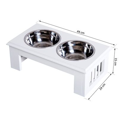 PawHut - Porte-gamelles surélevé 2 gamelles acier inox.